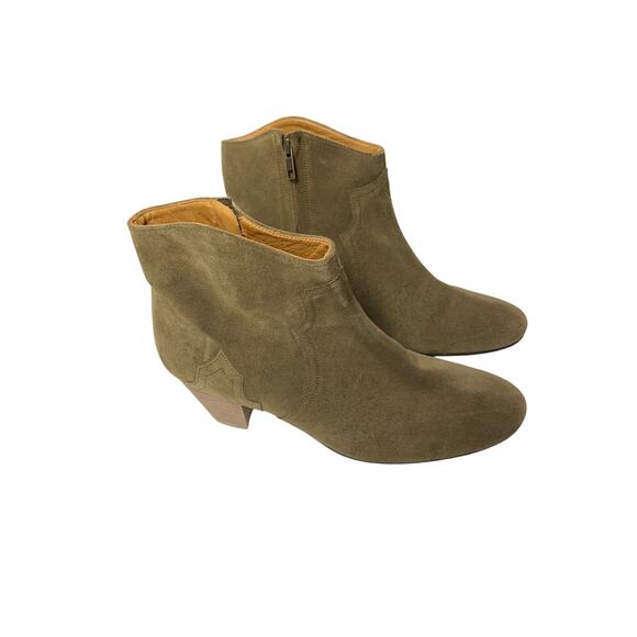 Isabel Marant Dicker Suede Ankle Bootie Taupe Block Heel 41 / US 11 Boho Western - Picture 4 of 7